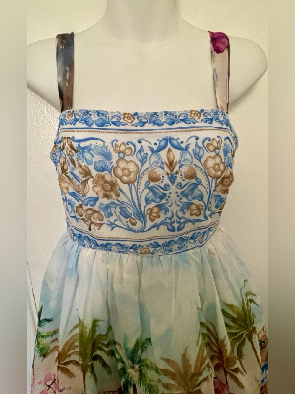 NWT Wishing Waves ITALIAN RIVIERA Scenic Postcard COTTON Resort Dress Size Small - Picture 12 of 16